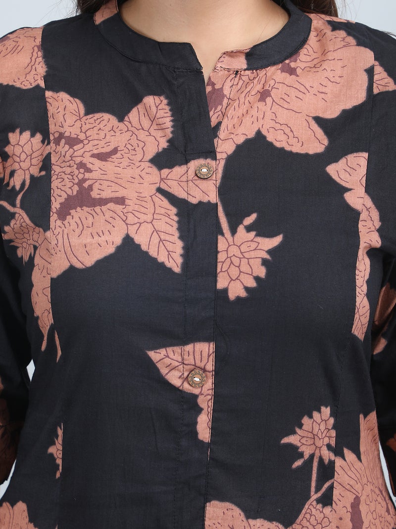 Shifory Floral Print Black A-Line Kurta for Women - Image 2